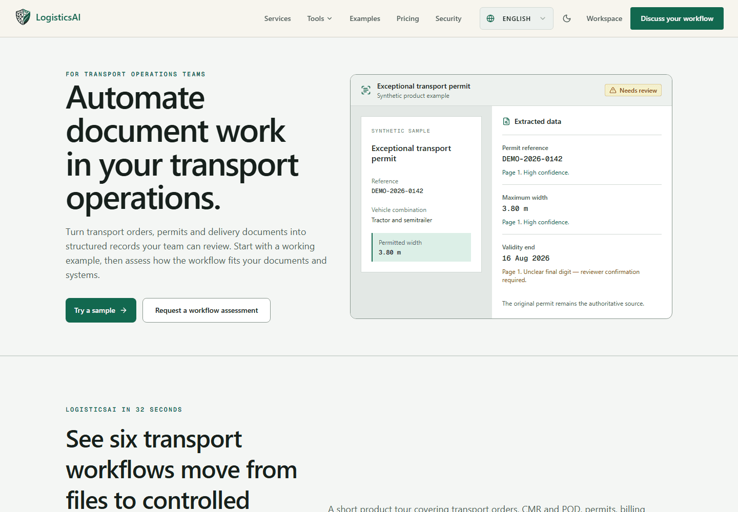 LogisticsAI interface preview